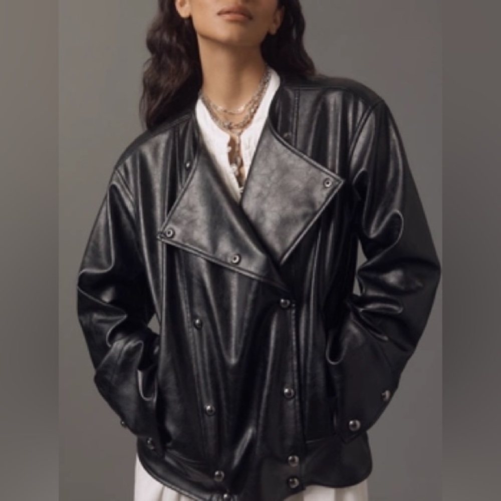 NWT Anthropologie Pilcro Black Moto Jacket size L